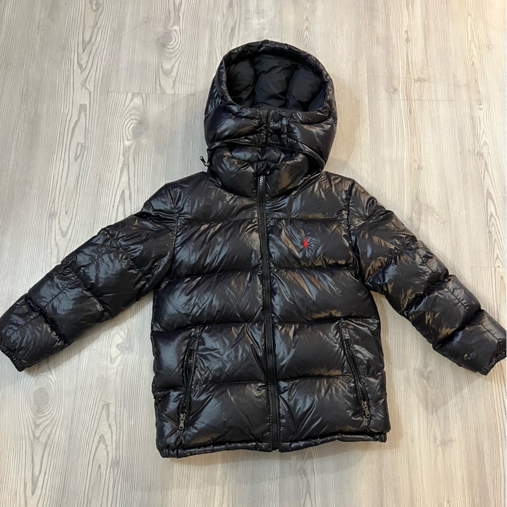 Ralph Lauren Polo Down Winter Coat Kids Black Puffer Jacket size 7